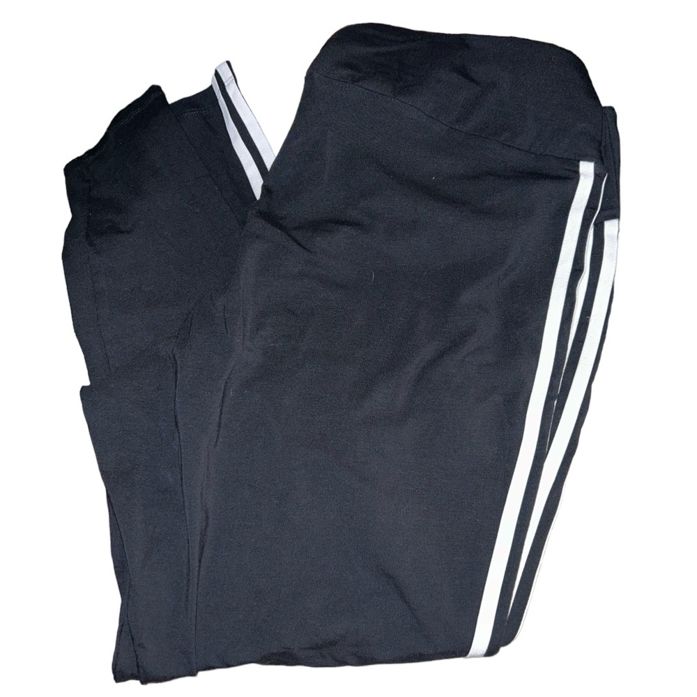 adidas Black Leggings with White Side Stripes